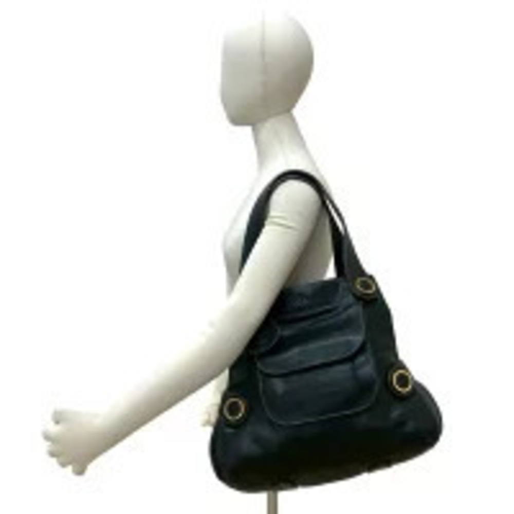 Loewe Black Handbag Hobo Anagram Boston Leather Tote Black